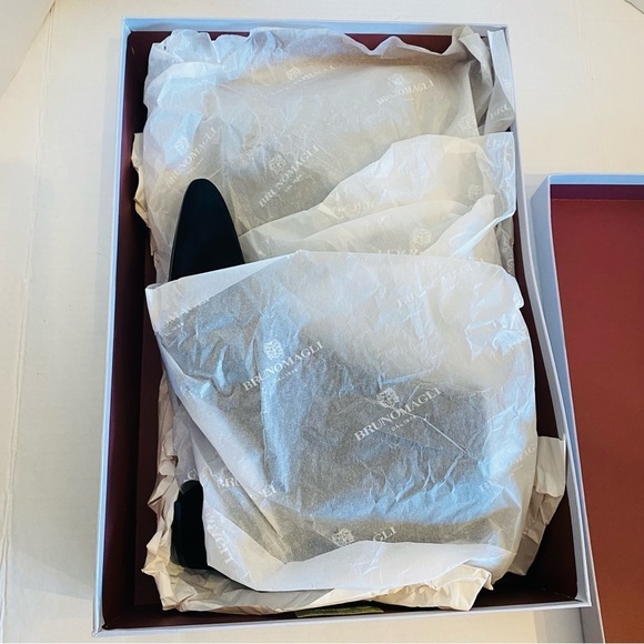 BRUNO MAGLI Vinny Suede Ankle Booties Made in ITALY Block Heel Black Size 12 NEW - Picture 15 of 16